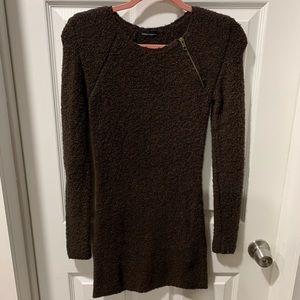 Long sleeve dark brown fitted sweater dress